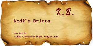 Koós Britta névjegykártya